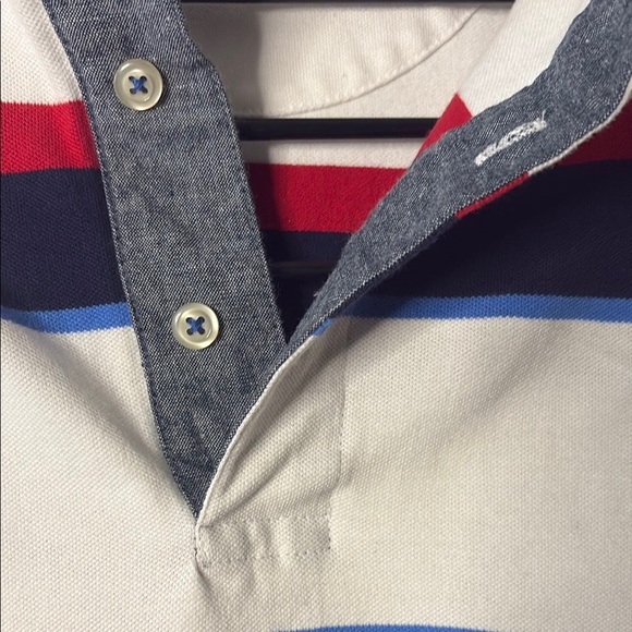 Chaps Red and Blue Polo Shirt Classic Striped Design - Picture 5 of 14